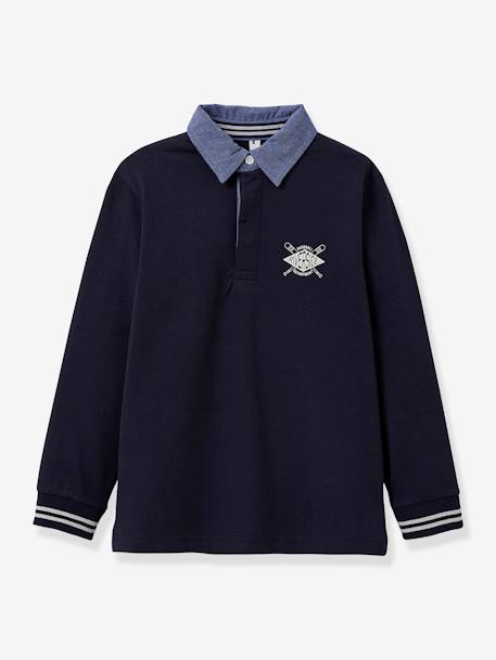 Rugby Shirt in Organic Cotton for Boys, by CYRILLUS navy blue - vertbaudet enfant 