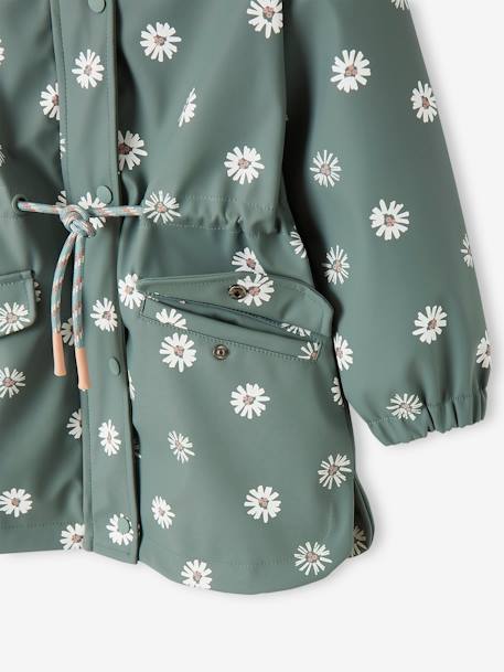 Hooded Raincoat with Magical Motifs for Girls GREEN MEDIUM ALL OVER PRINTED+rose+sky blue - vertbaudet enfant 