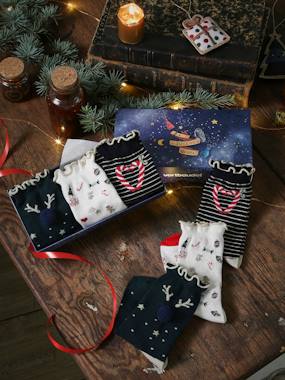 Girls-Underwear-Pack of 3 Pairs of Christmas Socks for Girls