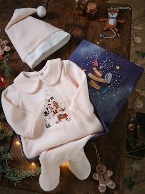 Baby-Christmas Sleepsuit & Hat in Velour for Baby Girls
