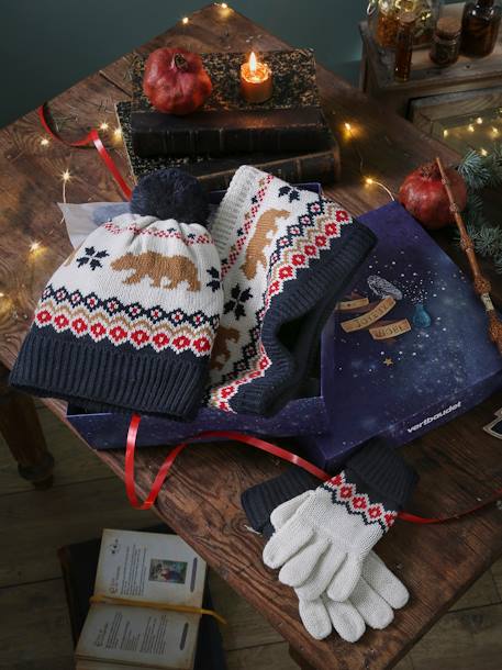Christmas Gift Box, Bears Gloves + Beanie + Snood for Boys night blue - vertbaudet enfant 
