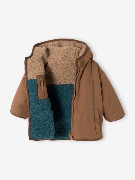 Reversible Jacket with Hood for Babies beige - vertbaudet enfant 