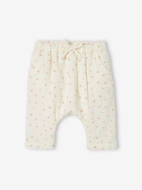 Harem-Style Trousers in Lined Cotton Gauze for Baby  - vertbaudet enfant
