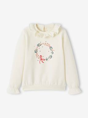 Girls-Cardigans, Jumpers & Sweatshirts-Sweatshirts & Hoodies-Sweatshirt with Christmas Wreath for Girls