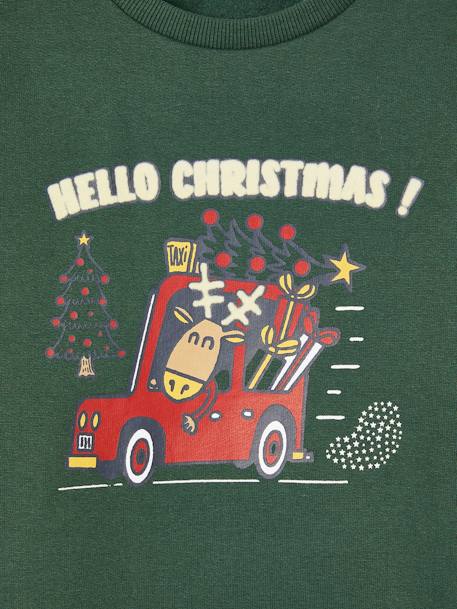 Christmas Sweatshirt with Reindeer, for Boys fir green - vertbaudet enfant 