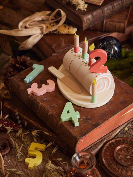 Swiss Roll Birthday Cake in FSC® Wood BROWN MEDIUM SOLID WITH DESIGN - vertbaudet enfant 