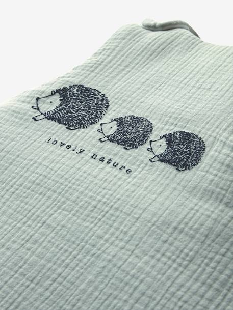 Sleeveless Baby Sleep Bag in Organic* Cotton Gauze, LOVELY NATURE Green - vertbaudet enfant 
