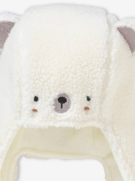 Bear Beanie in Fancy Fur for Babies white - vertbaudet enfant 
