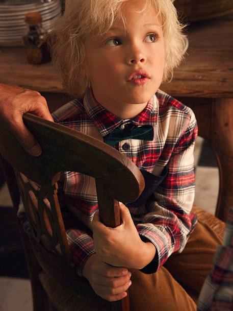 Chemise de noël en flanelle à carreaux écru - vertbaudet enfant 