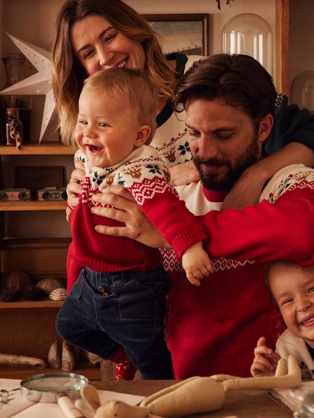Pull de Noël bébé capsule famille motifs famille rouge - vertbaudet enfant 