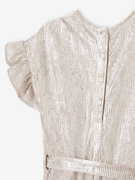 Occasion Wear, Short Ruffled Sleeve Jumpsuit in Lamé for Girls gold - vertbaudet enfant 