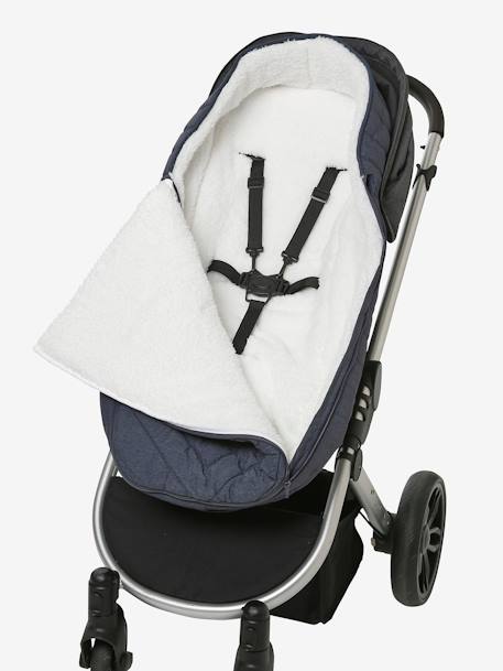 Chancelière poussette esprit doudoune bleu nuit+vert sauge - vertbaudet enfant 