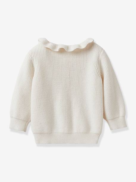 Cardigan with Wide Neckline for Baby Girls, by CYRILLUS white - vertbaudet enfant 