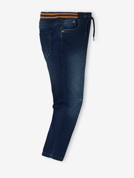 Jean garçon droit facile à enfiler denim effet molleton BRUT FONCE+denim black+denim bleached+denim gris+double stone+STONE MOYEN - vertbaudet enfant 