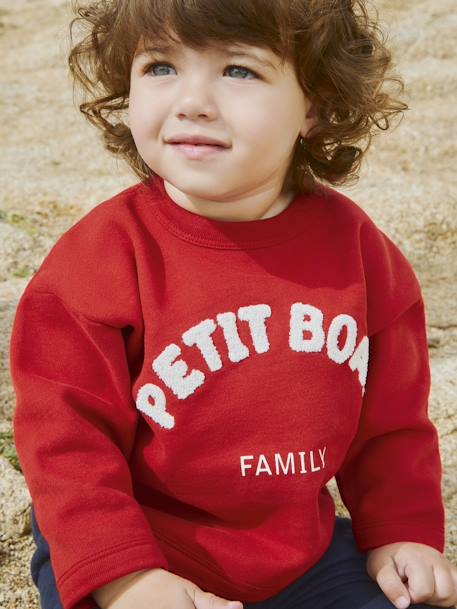 Cotton Sweatshirt for Babies, by PETIT BATEAU red - vertbaudet enfant 