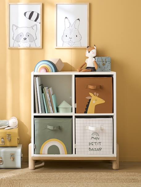 Lot de 3 bacs de rangement animaux Tanzanie tilleul foncé imprimé - vertbaudet enfant 