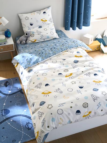 Children's Duvet Cover + Pillowcase Set Basics, Cosmos Theme Blue/Print - vertbaudet enfant 