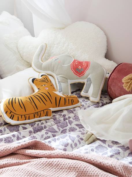 Pack of 2 Animal Cushions, Eden India BROWN LIGHT SOLID WITH DESIGN - vertbaudet enfant 