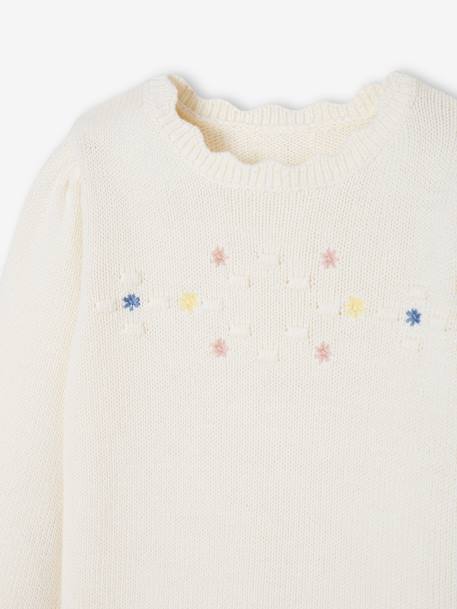 Embroidered Floral Jumper for Girls ecru - vertbaudet enfant 