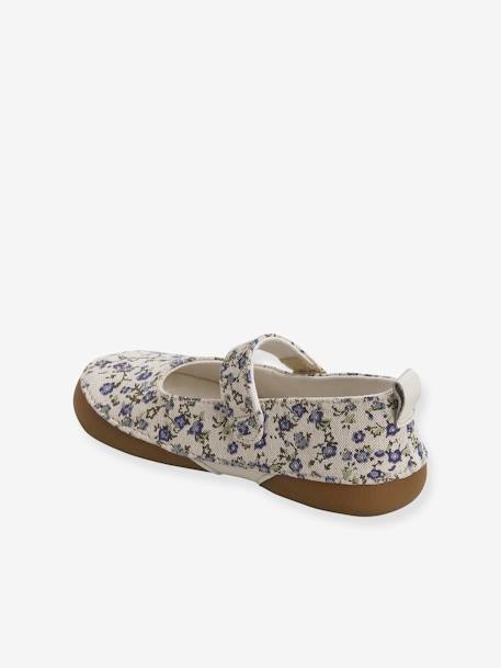Fabric Shoes with Hook-and-Loop Strap, for Girls printed blue - vertbaudet enfant 