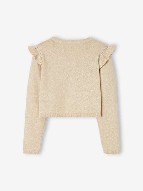 Ruffled Jacket in Iridescent Jersey Knit for Girls golden beige - vertbaudet enfant 