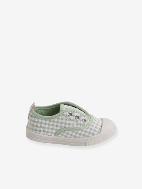 Fabric Trainers with Elastic, for Baby Girls sage green - vertbaudet enfant 