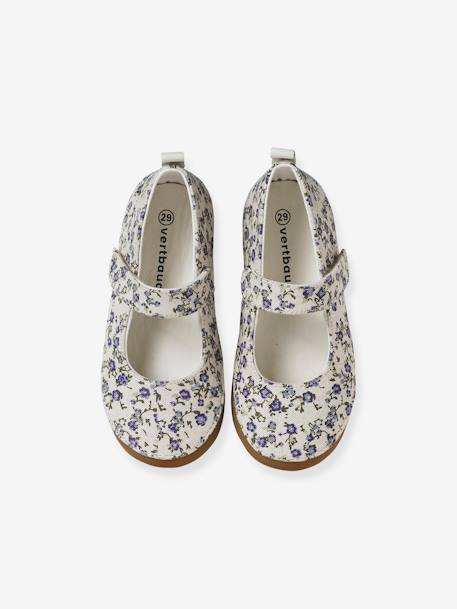 Fabric Shoes with Hook-and-Loop Strap, for Girls printed blue - vertbaudet enfant 