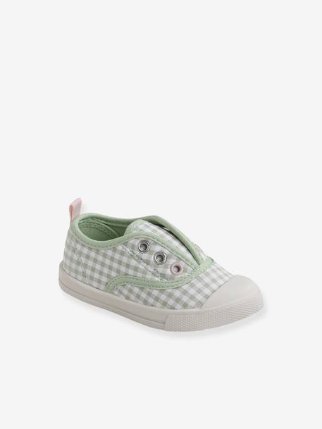 Fabric Trainers with Elastic, for Baby Girls sage green - vertbaudet enfant 