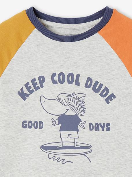 Tee-shirt motif ludique requin surfeur garçon gris chiné - vertbaudet enfant 