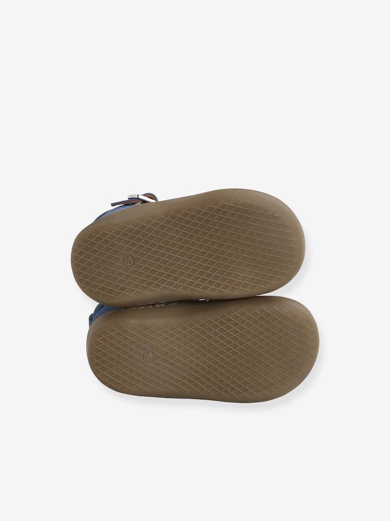 Soft Leather Pram Shoes for Babies, Designed for Crawling - denim blue ...