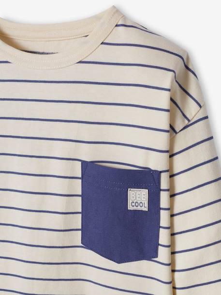 Striped Top with Fancy Pocket for Boys white - vertbaudet enfant 