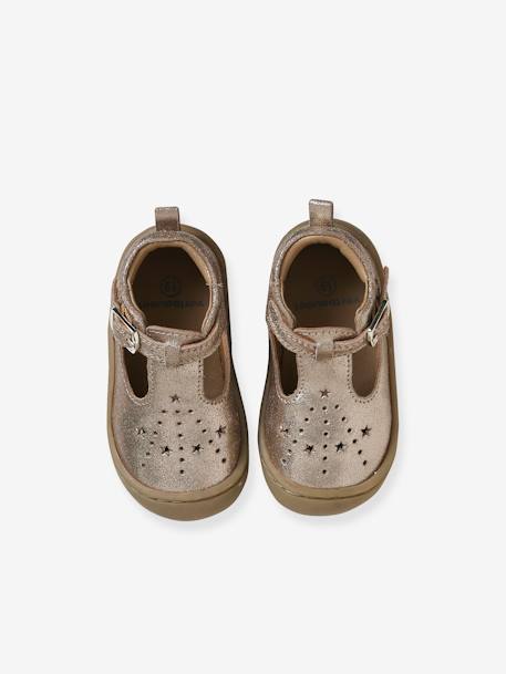Soft Leather Pram Shoes for Babies, Designed for Crawling gold - vertbaudet enfant 