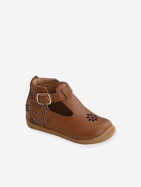 Leather Pram Shoes for Babies, Designed for First Steps camel - vertbaudet enfant 