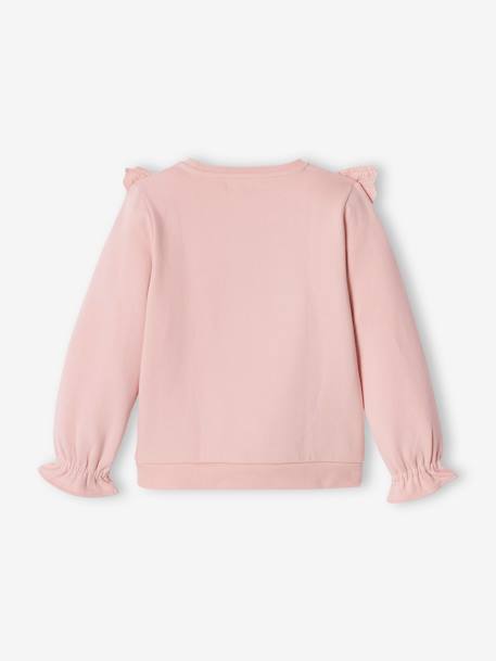 Sweatshirt with Embroidered Flowers on the Ruffles, for Girls rosy - vertbaudet enfant 
