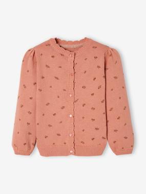 -Printed Jacket, Scalloped Trim, for Girls