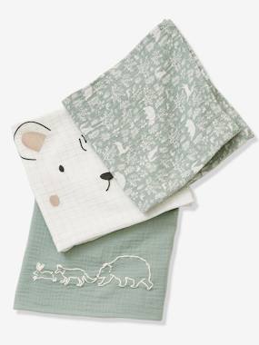 Pack of 3 Muslin Squares in Cotton Gauze, In the Woods  - vertbaudet enfant