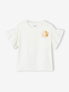 -T-Shirt with Ruffled Sleeves in Broderie Anglaise for Girls
