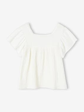 -Dual Fabric Blouse for Girls
