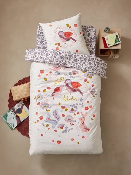 Duvet Cover + Pillowcase Set for Children, North Folk printed white - vertbaudet enfant 