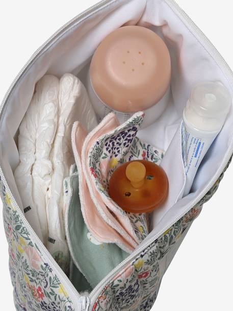 Toiletry Bag in Cotton for Children ecru+printed pink - vertbaudet enfant 