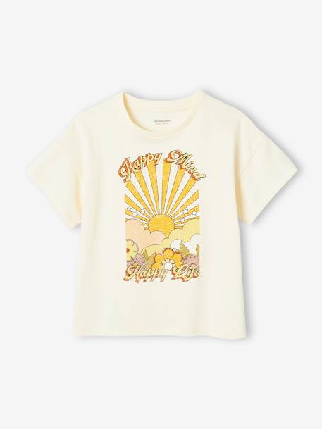 Happy Life T-Shirt for Girls ecru - vertbaudet enfant 