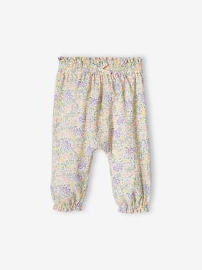 -Loose-Fitting Printed Trousers, for Babies