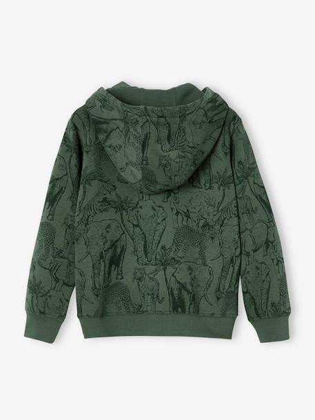 Hooded Jacket with Zip, Jungle Motif, for Boys sage green - vertbaudet enfant 