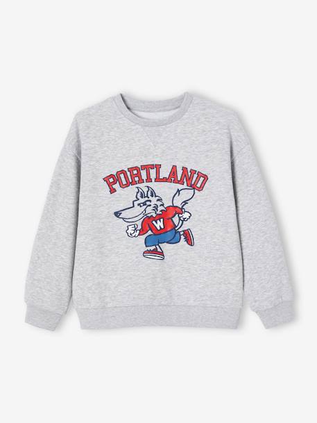 Sports Sweatshirt with Team Portland for Boys marl grey - vertbaudet enfant 
