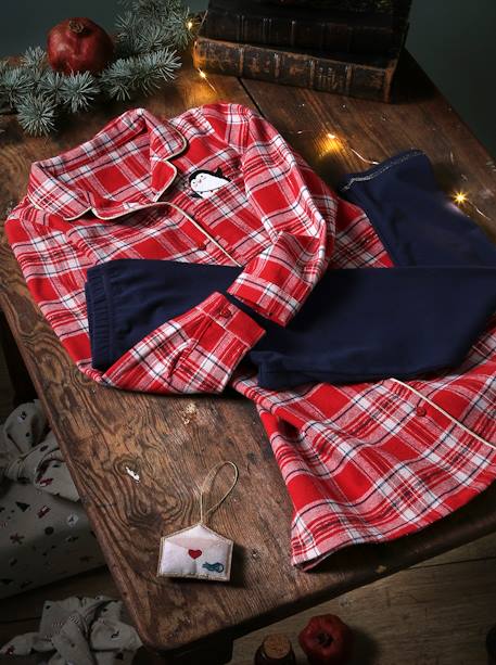 Chemise de nuit en flanelle et legging Noël fille carreaux rouge - vertbaudet enfant 