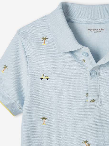 Printed Polo Shirt in Piqué Knit for Boys printed blue - vertbaudet enfant 