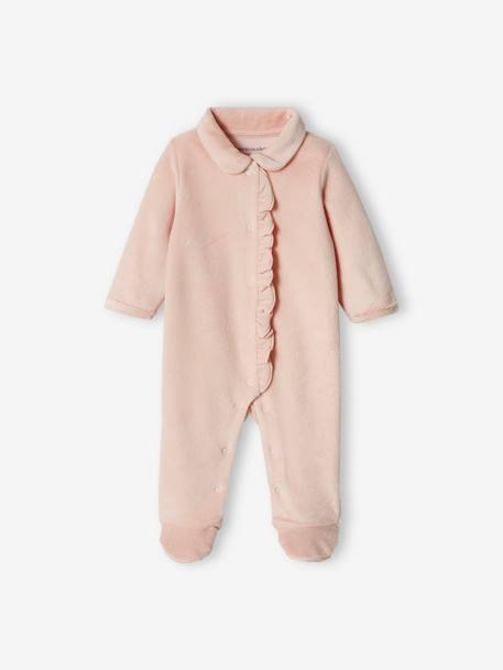 Pack of 2 Heart Sleepsuits in Velour for Baby Girls pale pink - vertbaudet enfant 