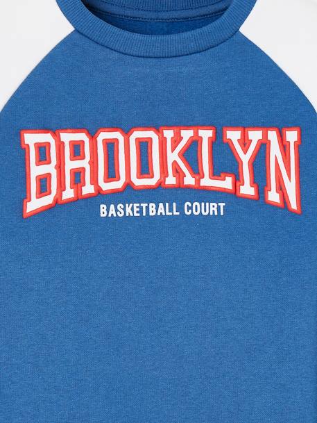 Sweat sport color block team Brooklyn garçon bleu roi+noix de pécan - vertbaudet enfant 