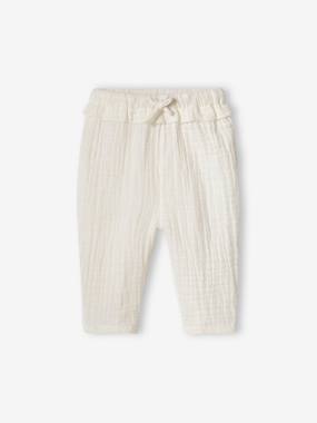 -Pantalon bébé fille en gaze de coton