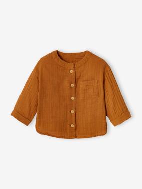 Shirt in Cotton Gauze with Mandarin Collar, for Babies  - vertbaudet enfant